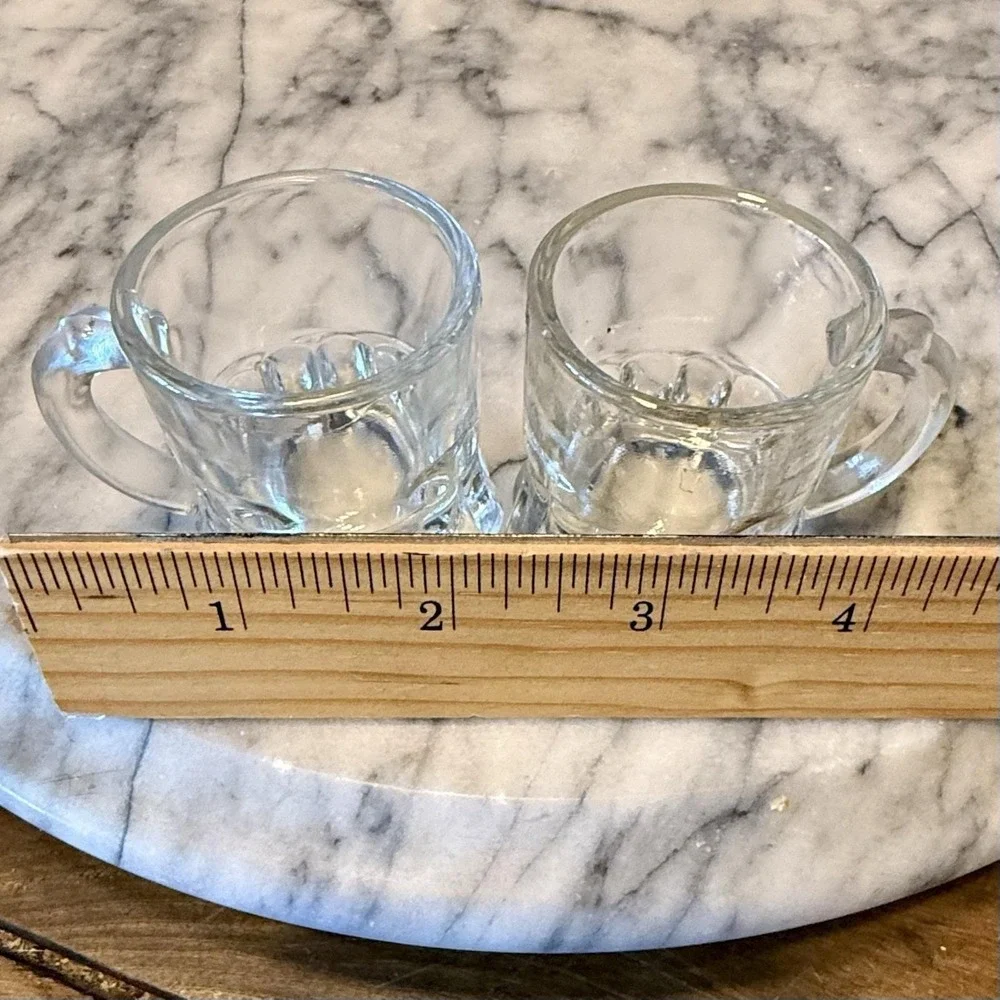 2pc VTG 1950s 50s Federal Glass Beer Mug Stein 1oz Shot Glass Toothpick Holder‎